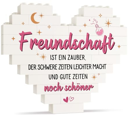 Beste Freundin Geschenke - Herzförmige Ornamente mit Spruch - Geburtstagsgeschenk für Freundin, Frauen & BFF - Freundschaft Geschenke & Dankeschön Deko zum Einzug oder Ostern