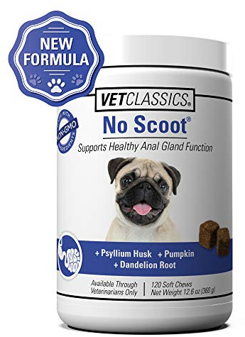 Vet Classics No Scoot Dog Supplements for Healthy Anal Gland Function – Support Normal Bowel Functions, Anal Glands – Increases Daily Fiber Intake for Dogs – 120 Soft Chews