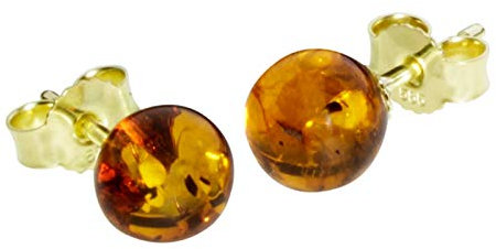 Ohrstecker - Klassisch 7 mm - Gold 585/000 - Bernstein