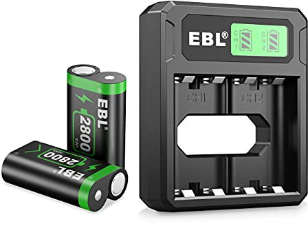 EBL Xbox Series X/S Battery 2800mAh 2 Pack and Matched Battery Charger - Xbox Series X/S Controller Rechargeable Battery charger Set, for Xbox Series X/S, Xbox One/One S/One X/One Elite Controllers