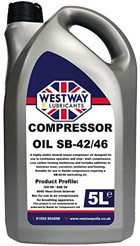 Westway Lubricants Compressor Oil 68 For Bambi etc SB46 Equivalent SB-42/46 SB42/46 5 Litres