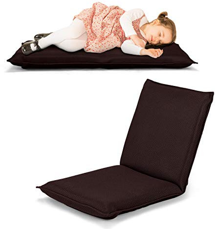 COSTWAY Bodenstuhl Bodensessel mit 6- stufig Verstellbarer Rückenlehne, Game Sessel gepolstert, Bodensofa Meditationsstuhl Lazy Sofa Fensterstuhl Meditationsstuhl (Kaffee)