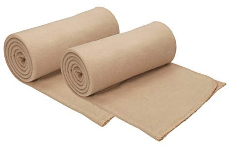 Betz 2 Stück Fleecedecke Kuscheldecke Wohndecke in Größe 130x170 cm Qualität 180 g/m² Farbe Sand