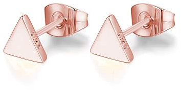 Ohrringe, Ohrstecker Geometrisch aus 925 Sterling Silber im Dreieck I Damenohrringe Stecker Klein und Nickelfrei I Hochwertiger Schmuck für Damen, Frauen und Mädchen (Rosegold)