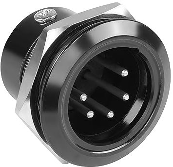 QIANRENON 5 Pin XLR Gewinde Fest Montage Adapter 5 Pol XLR Stecker auf Lötanschluss Rund Anschluss 5Pin XLR DMX Einbaubuchse, für Mischpult Verstärker Sound RDM/DMX Bühnenbeleuchtung, Schwarz