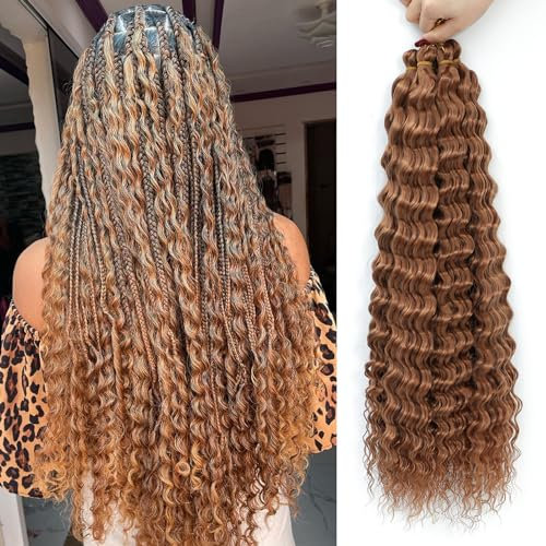 MLETULIPS Ocean Wave Crochet Hair Extensions Deep Wave Braiding Crochet Hair Soft Synthetic Curly Braiding Crochet Hair for Black Women (30#, 22 inch (pack of 6）)