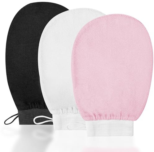 Maxentico pour Gant Exfoliant Corps, Gants Exfoliants pour le Visage, Exfoliating Gloves, de toilette de Bain Super Doux Gants(3Pcs), pour Gommage Corporel Exfoliant pour le Bain, Spa, Massage