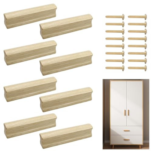 TaboSI 8 maniglie per mobili in legno da 100 mm, con viti, distanza tra i fori di 64 mm, per mobili, in legno, per porte, armadi, cassetti, bagni, uffici, cucine