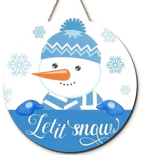 Horienteeon Türschild mit Aufschrift Hello Winter Welcome, Schneeflocke, Winterdekoration, Let It Snow, Schild für Haustür, Weihnachten, Winterkränze, Aufhänger, Dekoration für Haustür, Wand,