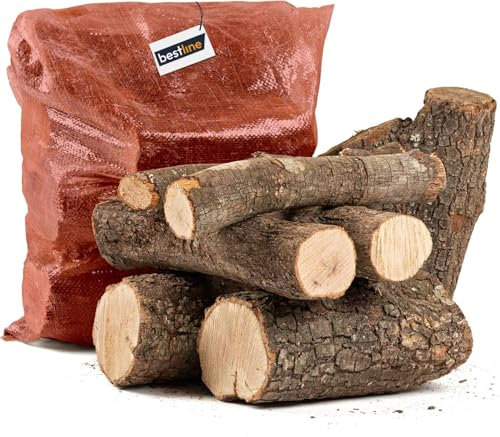 BESTLINE Leña Encina Seca Ecológica Cortada en Troncos Medianos para Barbacoa, Chimenea, Caldera y Estufa, 12Kg