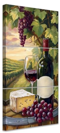 CCWACPP 3 teilige Wein Wanddekoration Leinwandbild für die Küche Weinbecher Gemälde Wein Leinwanddrucke für Esszimmer Restaurant Bar Zuhause mit Rahmen (30x40cmx3)