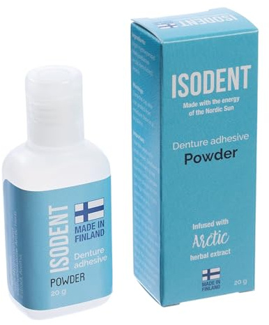 IsoDent Denture Adhesive Powder – Strong All-Day Hold, Gentle on Gums, Refreshing Mint, Long-Lasting Denture Fit, 20g