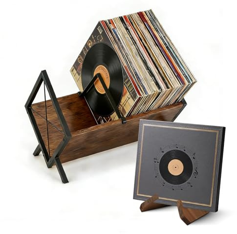 BigKing Estantería madera Vinilos y Exposición, soporte vinilos, Retro