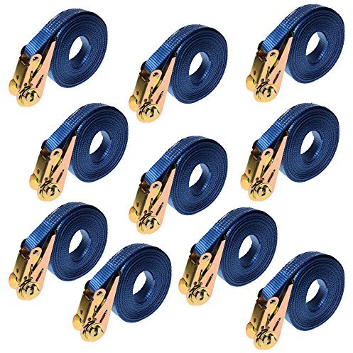 Arebos Spanngurt mit Ratsche einteilig | 10 Stück 800kg 6m | Ratschengurte Zurrgurte 25mm | entspricht DIN EN 12195-2