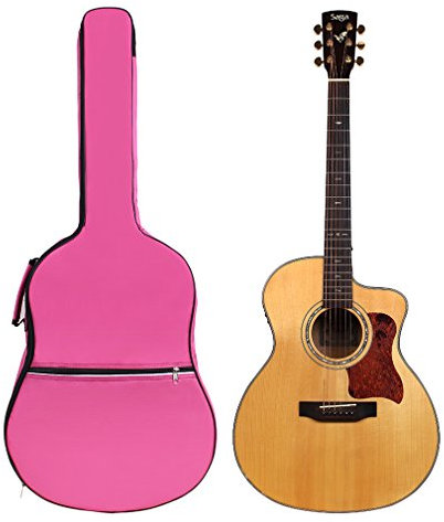 Borsa per chitarra, 41, impermeabile, Oxford, per chitarra acustica e classica, imbottita, colore rosa