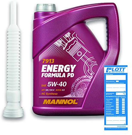MANNOL 5L Energy Formula PD Motoröl 5W-40 502.00 501.00 LL-04 Dexos 2 MB 229.31/226.5 RN0700/RN0710 + Schlauch