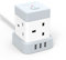 Baykul Extension Lead Cube Power Strip with 3 USB Ports (5V/2.4A) 4 Way Plug 2M Extension Cord Cable Multi Plug Extension Socket for Home Office Travel
