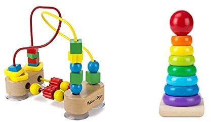 Melissa & Doug First Bead Maze | Developmental Toy | Motor Skills | 3+ | Gift for Boy or Girl & Rainbow Stacker | Developmental Toy | Motor Skills | Problem Solving | 12 Months | Gift for Boy or Girl