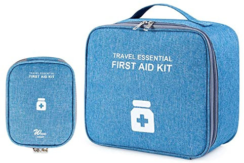 Medikamententasche, 2 Stück Großvolumige Notfalltasche , Große und Kleine Reiseapotheke Tasche, Tragbar, Wasserdicht, Medikamenten Aufbewahrung, Kann für Schule, Reisen, Zuhause, Camping usw (Blau)
