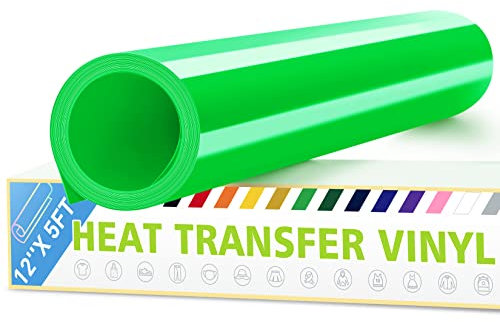 Artcut 12 x 5ft HTV Vinyl Rolls, Heat Transfer Vinyl for Fabric, HTV Vinyl for Shirts, Iron on Vinyl for Cutter Machine - Easy to Cut for Heat Vinyl, Permanent Vinyl (Light Green)
