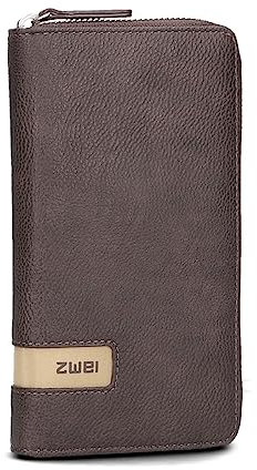 Zwei große Damen Geldbörse M.Wallet MW2 Portemonnaie aus weichem Kunstleder, Geldbeutel mit umlaufendem Reißverschluss, 15 Kartenfächern, 2 Scheinfächern, Münzfach & Sichtfach (Chocolate)