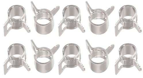 sourcing map 10pcs 5mm Spring Band Type Action Fuel/Silicone Vacuum Hose Pipe Clamp Low Pressure Air Clip Clamp, Nickel Plated