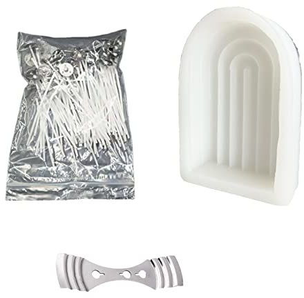 TSQZE Kerzen Silikonform, bogenförmige Silikonform Set, mit 50 Stück Kerzendocht Dochthalter Silikon Kerzenform,Regenbogen 12 x 8.5 cm Kerze Formen, 3D DIY Silikonform Kerzen Gießen Formen