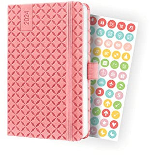 SIGEL J4110 Wochenkalender Jolie 2024, ca. A6, rose, Hardcover, Gummiband, Stiftschlaufe, Einstecktasche, 174 Seiten, aus nachhaltigem Papier, Terminplaner