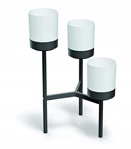 Prosperplast Bloomie Stand Dreibeiniger Blumenständer mit 3 Töpfe Pflanzenständer Blumentopf 54 cm x 49 x 80,5cm Metallrahmen weiß