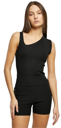 Urban Classics Damen Top Ladies Rib Knit Asymmetric Top Black XS