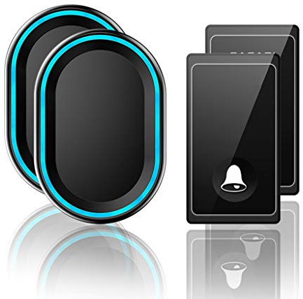 Wireless Doorbell No Battery Required Waterproof 2 Transmitter 2 Receiver Self Powered Ring Bell (Color : B)