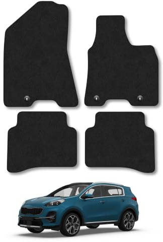 Fits Kia Sportage (2016-2022) Carpet Car Mats | Black Edge Trim Tailored Fit Floor Mats Full Coverage Protection Accessories Easy Clean Anti Slip Made in the UK