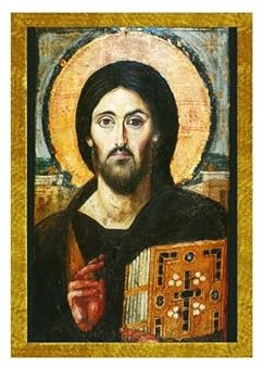 Jesus Christus-Ikone Sina, handgefertigte griechisch-orthodoxe Ikone Jesus Christus Sinai, byzantinische Kunst, Wandbehang auf Holztafel, religiöses Dekor, 30 x 40 cm