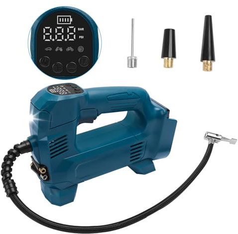 Powarobor 18V Akku Kompressor für Makita,150PSI tragbare Luftkompressor mit digitalem Manometer für Auto, Motorrad, Fahrrad Bälle (Akku und Ladegerät nicht enthalten)
