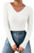 Jersey de punto para mujer, cuello de pico, camiseta interior, elástico, jersey de punto grueso, sudadera ajustada, camiseta de manga larga, jersey de punto, suéter para primavera/primavera, Blanco,