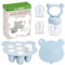 JEXFUN Fruchtsauger Baby ab 6 Monate, Obstschnuller für Babys mit Silikone Babynahrung Aufbewahrung Tablett, Zahnungshilfe Baby Kühlend,für Kleinkinder von 3 bis 24 Monaten, BPA-frei-Blau
