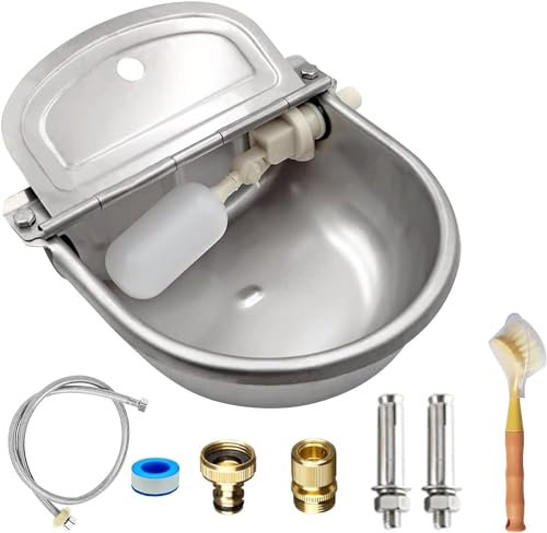 Viehtränke Edelstahl Mit Geflochtenem Schlauch Und Befestigungsbolzen Schwimmer-Tränkebecken FüR TräNkebecken FüR Rinder Schafe Hunde Und Pferde (Without Drainage Hole)