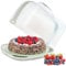HOMELYN Kuchen-Transportbox mit Kuchenplatte aus Glas & Kühlpack I Rund I Ideal für Kuchen/Torten bis Ø 28cm & 15cm Höhe I Modernes Design I Sicherer Verschluss I Kuchenbehälter I Tortenbehälter