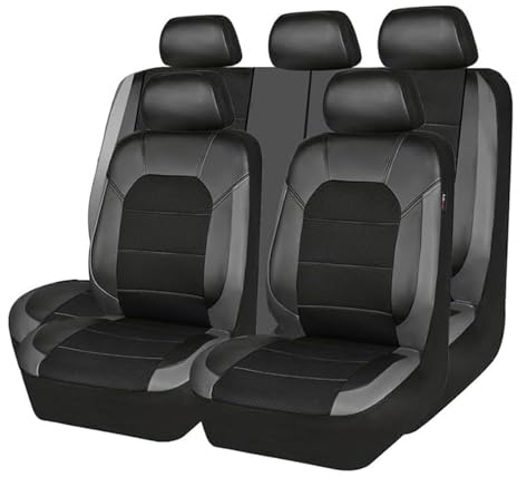 ZHAOHAO Autositzbezüge für Toyota Aygo 2005 2006 2007 2008 2009, Allwetter Komfortabler Ledersitzbezüge Wasserdichtes Full Set Sitzbezüge Auto Zubehör,Grey