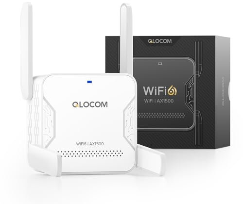 QLOCOM 2025 Newest AX1500 WiFi Extender Booster Blazing-Fast WiFi 6 1500Mbps WiFi Booster Range Extender Dual Band 5.8GHz & 2.4GHz Wireless Internet Booster, 3600 Sq.Ft Coverage, Ethernet Port