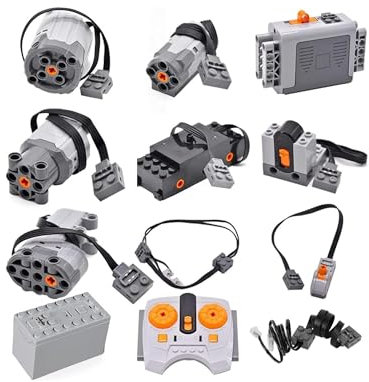LegoHuangg Kit Power Functions Compatible – 12PCS,Moteur L avec Batterie Rechargeable, Récepteur IR et Télécommande – pour Construction Technic & Lego Moteur