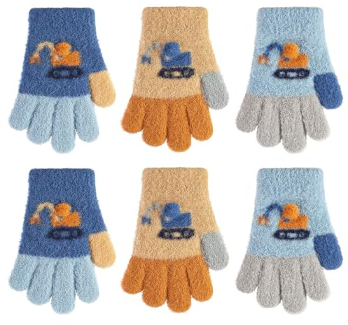 Migliore Wear 3 Paar Kinder Handschuhe Winter, Fleece Thermohandschuhe Warme Winterhandschuhe für 2-10 Jahre Jungen Mädchen