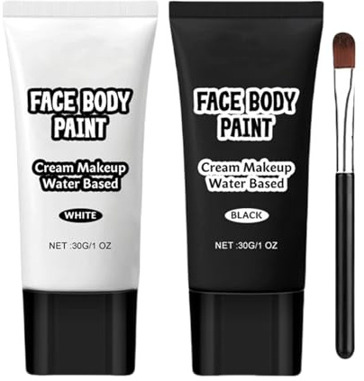 Pintura Corporal Crema Base de Agua para en y Negro | Pinturas Para La Cara para Disfraces de , Carnaval, , Cosplay, Halloween, Piel y Cuerpo