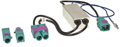 tomzz Audio 1503-011 Doppel Fakra Diversity Antennenadapter mit Phantomeinspeisung kompatibel mit Audi Seat Skoda VW Citroen Peugeot Opel auf Fakra Radio