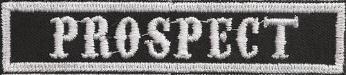 Biker Aufnäher PROSPECT Motorradclub Rankpatch l Rang Abzeichen MC Club Aufbügler Motorradfahrer Applikation zum annähen für alle Stoffe l Biker Patches l 100x30mm