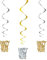 Unique Party 91185 Hängedeko Happy New Year, 66 cm, gold/silber, 3 Stück