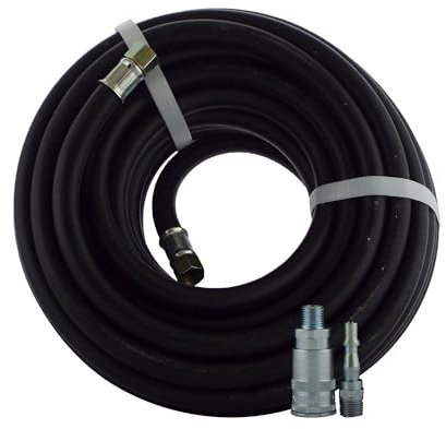 Starchem 1/4 ¼inch BSP Air Line Hose 20m Long x 8mm thick Bore Rubber Compressor Airline + PCL Connectors Quick Release Tough, synthetic rubber tube excellent strength + flexibility Reinforced