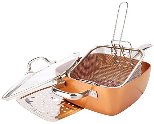 Square Pan Sets Set di pentole quadrate FBA_ antiaderente rame titanio, 1