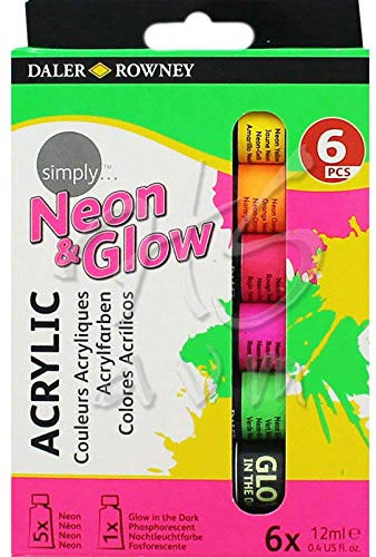 Daler-Rowney Simply, Aluminium Tube, Botella de plástico, 12ml, Caja de cartón, Set, 6 Pinceles Surtidos
