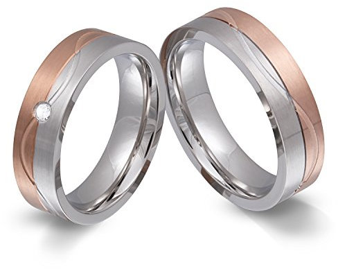 Juwelier Schönschmied - Unisex Trauringe Hochzeitsringe Partnerringe Brenila Edelstahl Zirkonia 54-58 157HDac - Kostenlose Wunschgravur mit AMAZON KONFIGURATOR online gestalten!